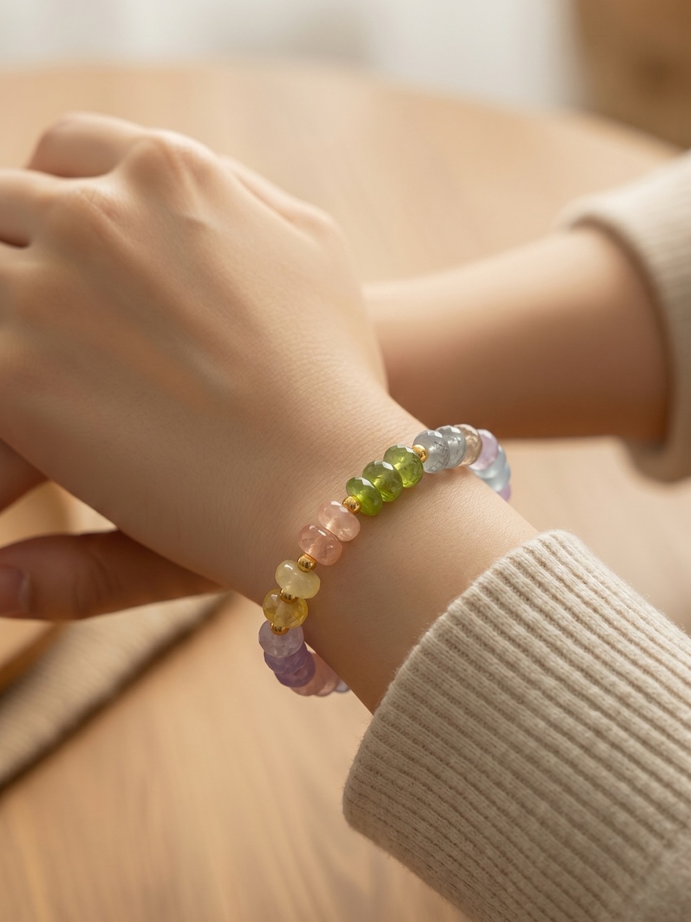 Multicolor Gemstone Bead Bracelet - Elegant Women's Jewelry